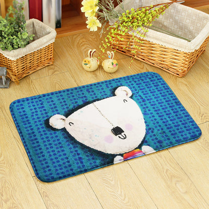 Skorter | Blue and green children's room rug children's animals bear rabbit bee pattern rug polyester machine washable rug