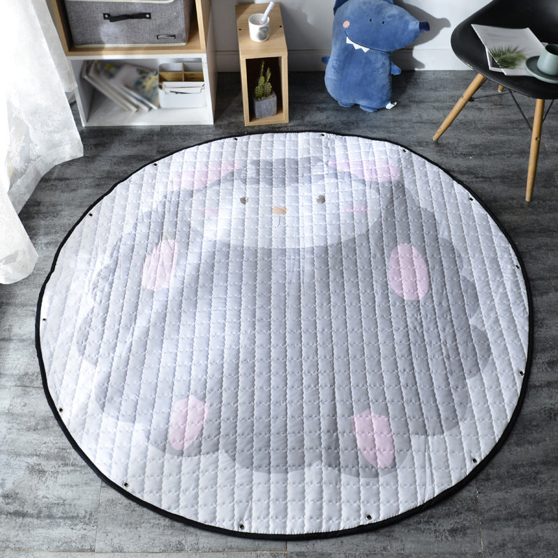 Skorter | Children's Bedroom Rug in Pink and Gray Animal Unicorn Rabbit Sheep Print Rug Polyester Machine Washable Rug