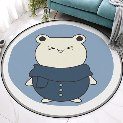 Skorter | Blue Kids Rug | Kids Animal Hamster Pattern Area Rug Polyester Stain Resistant Carpet