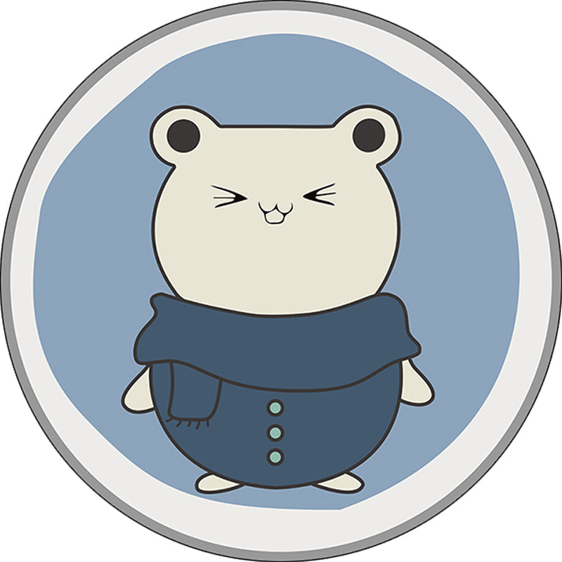 Skorter | Blue Kids Rug | Kids Animal Hamster Pattern Area Rug Polyester Stain Resistant Carpet