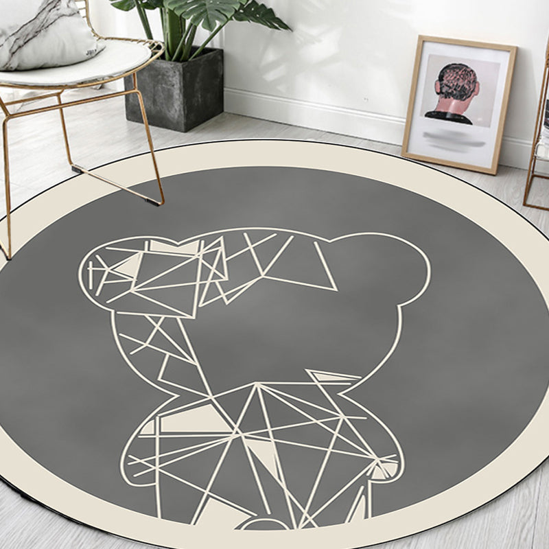 Skorter | Beautiful children's carpet in gray and brown animal bear geometric pattern carpet polyester stain-resistant carpet for the children's room
