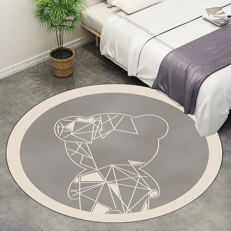 Skorter | Beautiful children's carpet in gray and brown animal bear geometric pattern carpet polyester stain-resistant carpet for the children's room