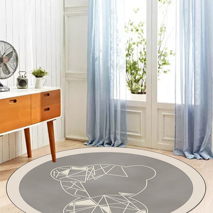 Skorter | Beautiful children's carpet in gray and brown animal bear geometric pattern carpet polyester stain-resistant carpet for the children's room