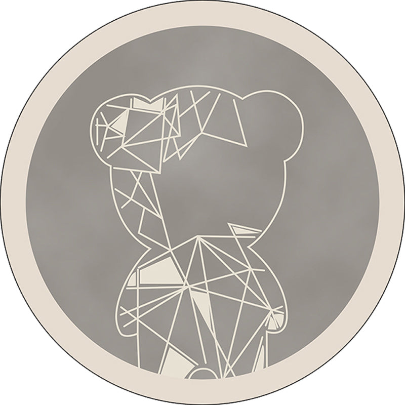 Skorter | Beautiful children's carpet in gray and brown animal bear geometric pattern carpet polyester stain-resistant carpet for the children's room