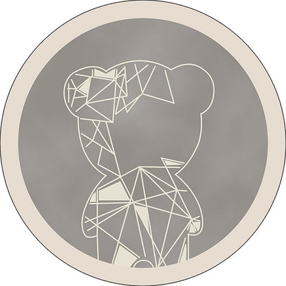 Skorter | Beautiful children's carpet in gray and brown animal bear geometric pattern carpet polyester stain-resistant carpet for the children's room