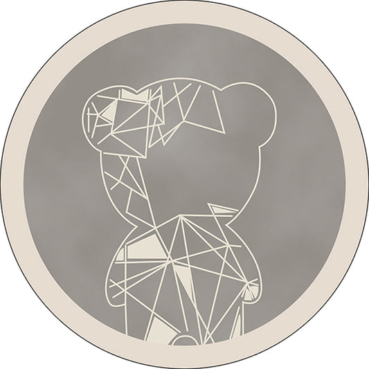 Skorter | Beautiful children's carpet in gray and brown animal bear geometric pattern carpet polyester stain-resistant carpet for the children's room