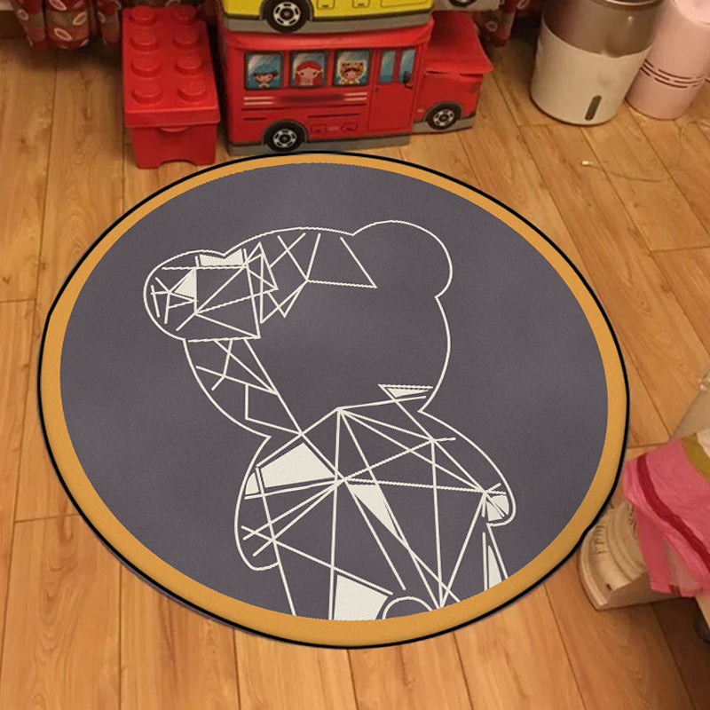 Skorter | Beautiful children's carpet in gray and brown animal bear geometric pattern carpet polyester stain-resistant carpet for the children's room