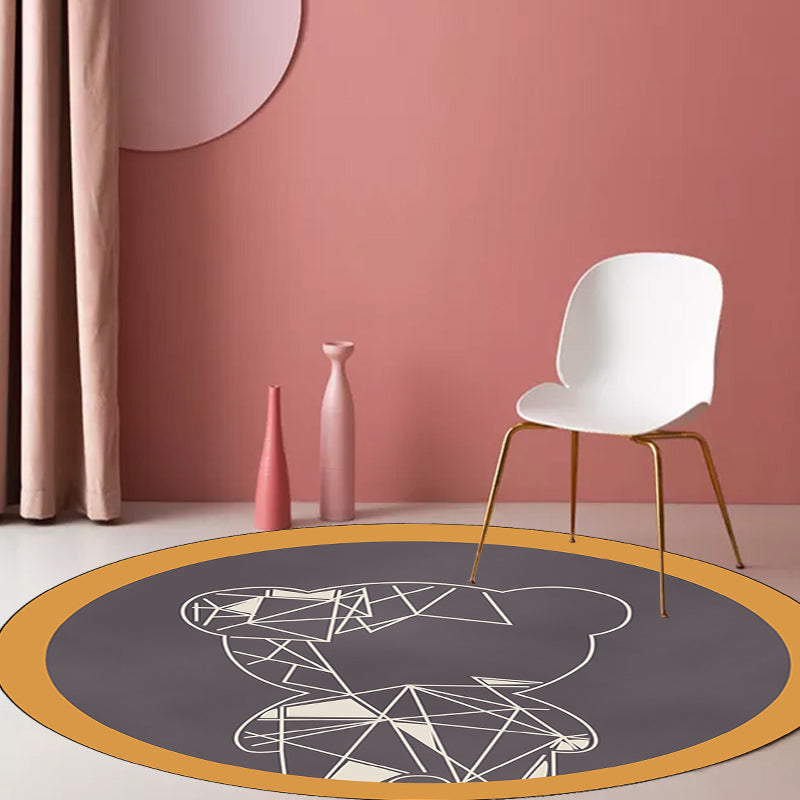 Skorter | Beautiful children's carpet in gray and brown animal bear geometric pattern carpet polyester stain-resistant carpet for the children's room