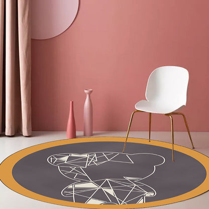 Skorter | Beautiful children's carpet in gray and brown animal bear geometric pattern carpet polyester stain-resistant carpet for the children's room