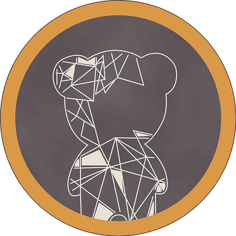 Skorter | Beautiful children's carpet in gray and brown animal bear geometric pattern carpet polyester stain-resistant carpet for the children's room