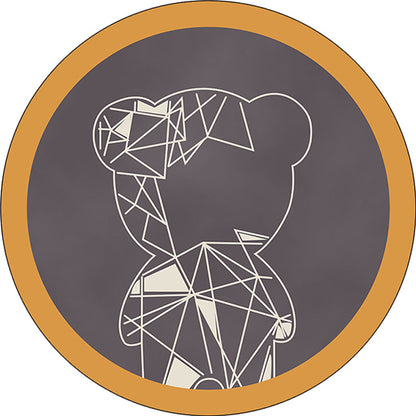 Skorter | Beautiful children's carpet in gray and brown animal bear geometric pattern carpet polyester stain-resistant carpet for the children's room