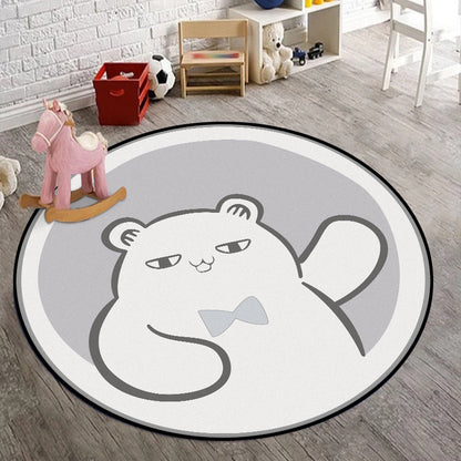 Skorter | Casual Kids Carpet in Gray Animal Bear Pattern Carpet Polyester Non-Slip Bottom Washable Carpet for Kids Room