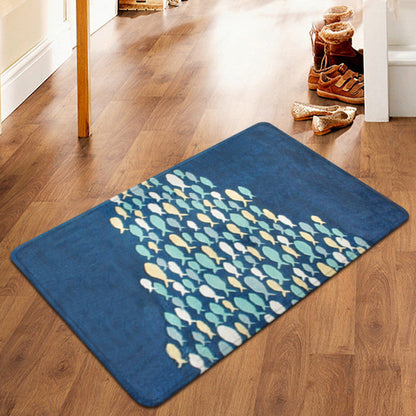 Skorter | Beautiful children's carpet in blue with animal fish pattern carpet polyester non-slip carpet for the children's room