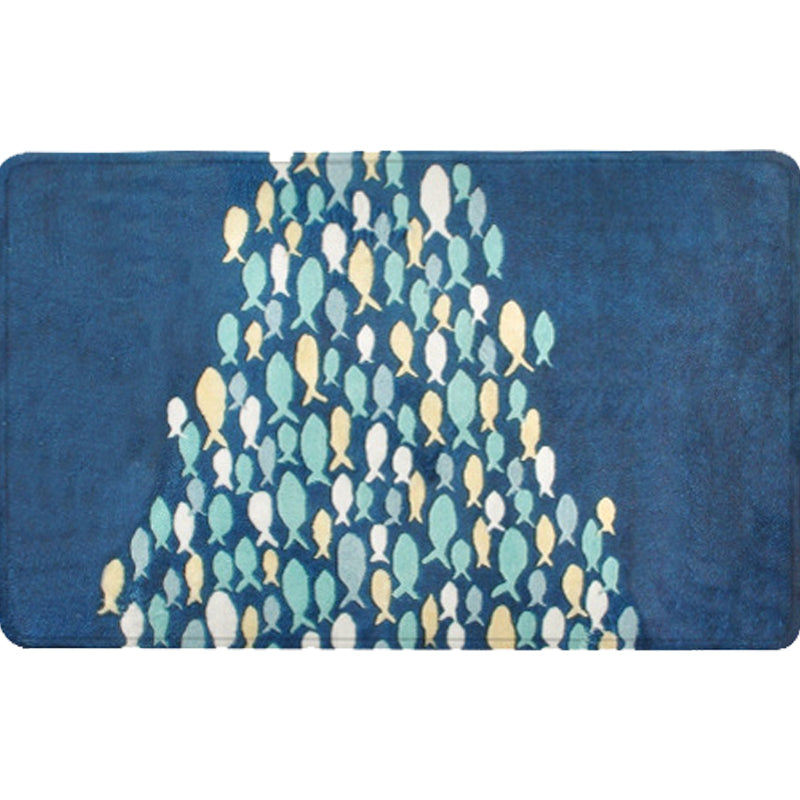 Skorter | Beautiful children's carpet in blue with animal fish pattern carpet polyester non-slip carpet for the children's room