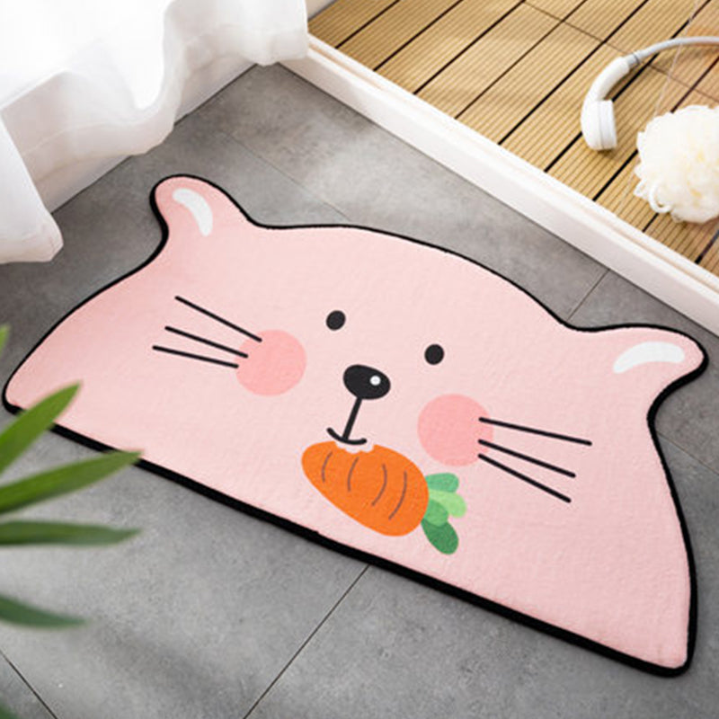 Skorter | Children Children's Room Irregular Rug in Pink and Orange Animals Tiger Lion Rabbit Print Rug Polyester Stain-resistant Area Rug