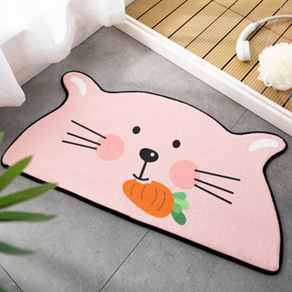 Skorter | Children Children's Room Irregular Rug in Pink and Orange Animals Tiger Lion Rabbit Print Rug Polyester Stain-resistant Area Rug