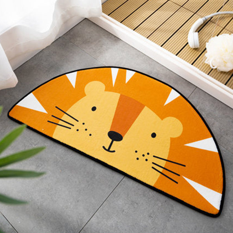 Skorter | Children Children's Room Irregular Rug in Pink and Orange Animals Tiger Lion Rabbit Print Rug Polyester Stain-resistant Area Rug