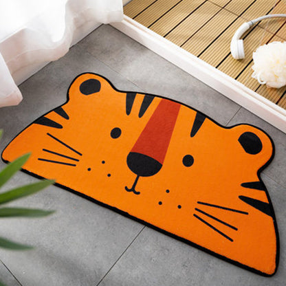 Skorter | Children Children's Room Irregular Rug in Pink and Orange Animals Tiger Lion Rabbit Print Rug Polyester Stain-resistant Area Rug