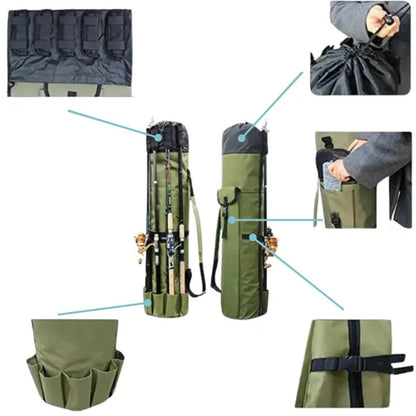 Skorter | Fishing Rod Carry Bag – Foldable, Lightweight & Durable Storage with 5-Rod Capacity (Army Green)