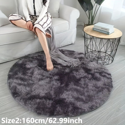 Skorter | 1pc Tie-dye Plushfiber Round Rug - Soft and Warm Decorative Mat for Living Room, Bedroom and Yoga