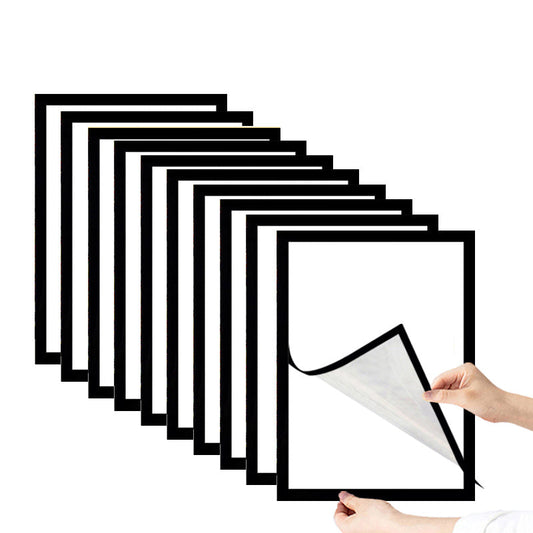 Skorter | 10 pieces Magnetic Photo frame - A4 Poster frame, Reusable Frame in Gold/Silver/Black for Wall decoration