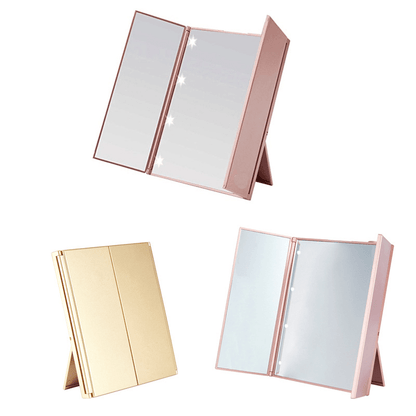 Skorter | Tri-Fold LED Makeup Mirror – Portable Folding Trifold Mirror with Lighting