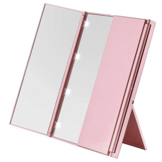 Skorter | Tri-Fold LED Makeup Mirror – Portable Folding Trifold Mirror with Lighting