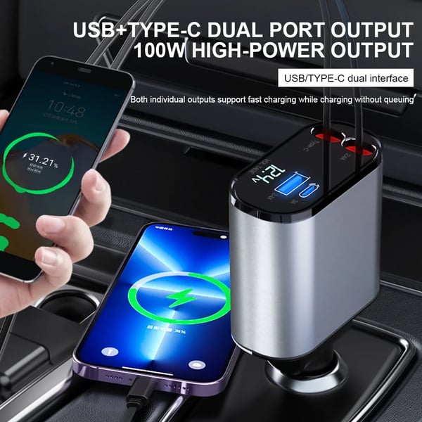 Skorter | Fast charging retractable car charger (compatible with all cars and all phones)