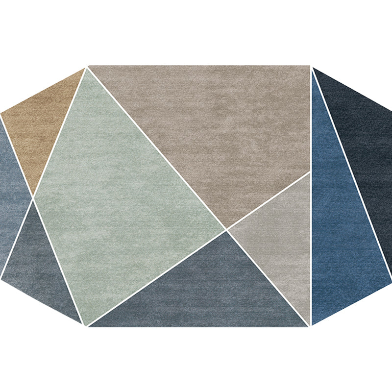 Skorter | Blue and Brown Irregular Rug Bedroom Novelty Color Block Pattern Area Rug Polyester Pet-Friendly Rug