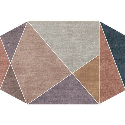 Skorter | Blue and Brown Irregular Rug Bedroom Novelty Color Block Pattern Area Rug Polyester Pet-Friendly Rug