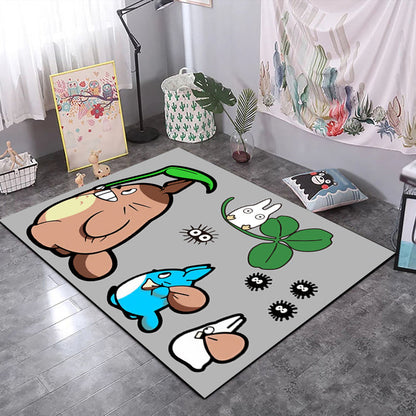 Skorter | Casual Kids Rug in Black and Gray Animal Tiger Deer Pattern Rug Polyester Pet-Friendly Rug for the Children's Room