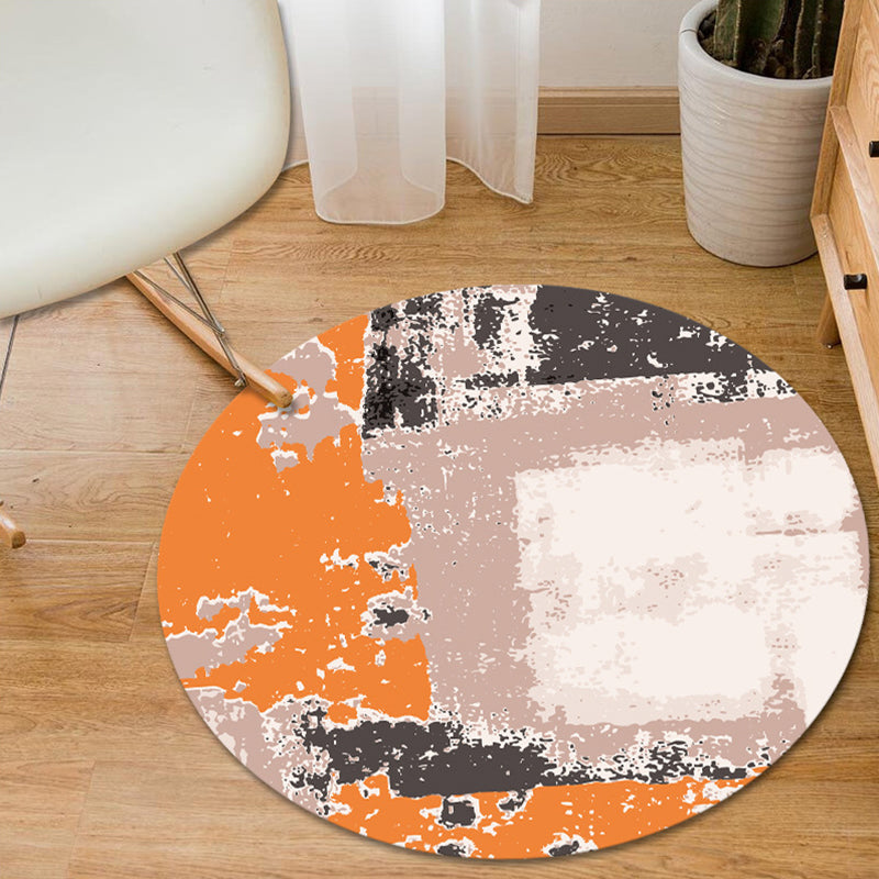 Skorter | Blue and Yellow Bedroom Rug Modern Abstract Brush Stroke Pattern Rug Polyester Pet-Friendly Rug