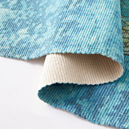 Skorter | Blue Children's Room Carpet Children's Animal Fish Pattern Carpet made of Cotton and Linen Washable Carpet with Fringes