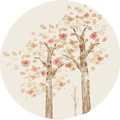 Skorter | Casual Kids Rug in Ivory Botanical Tree Pattern Rug Polyester Pet-Friendly Rug for the Children's Room