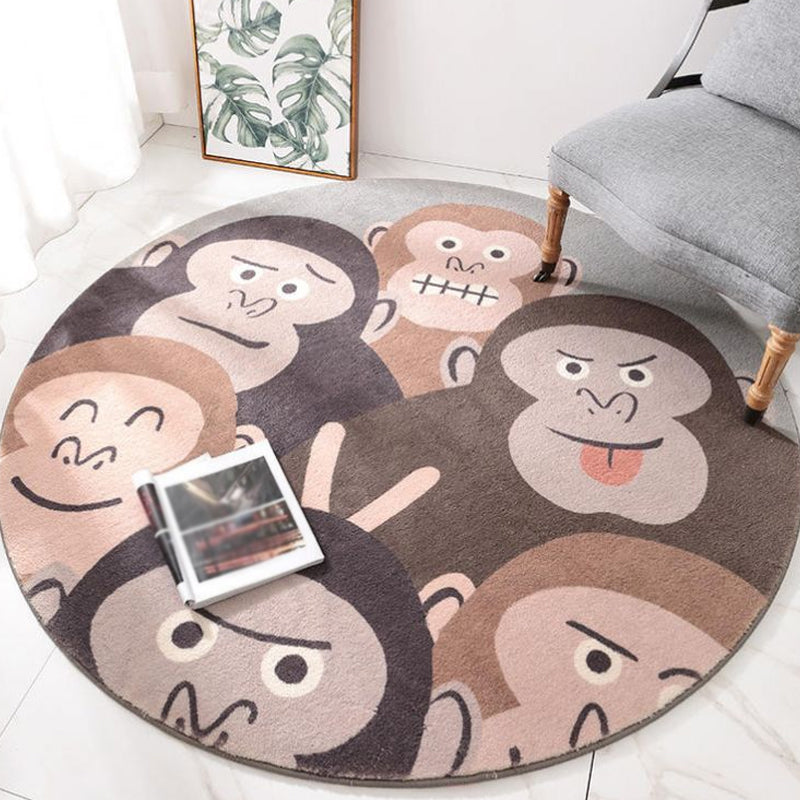 Skorter | Casual Kids Carpet in Green and Blue Animal Lion Panda Penguin Pattern Carpet Wool Washable Carpet for the Children's Room