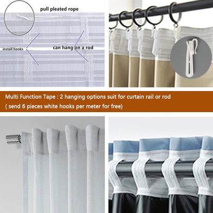 Skorter | 1 Piece White Striped Sheer Curtains for the Living Room - Soft Voile, Decorative, Light-Filtering