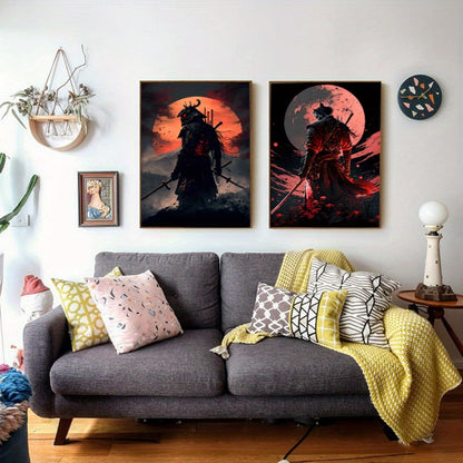 Skorter | 3-piece Samurai Canvas Paintings Set - Cherry Blossom Sunset