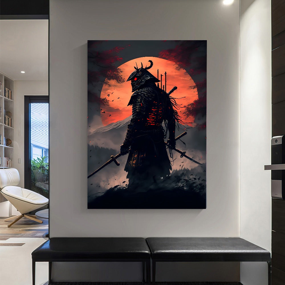 Skorter | 3-piece Samurai Canvas Paintings Set - Cherry Blossom Sunset