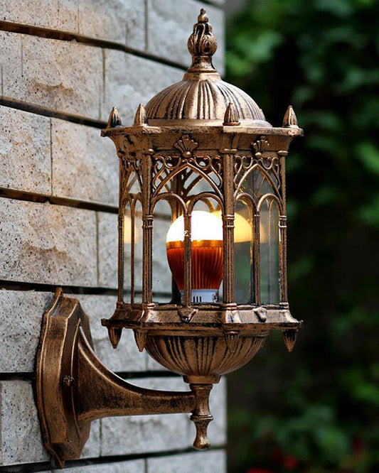 Skorter | Antique Gold Outdoor Wall Light