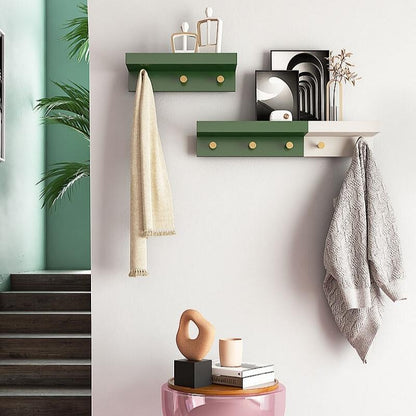 Skorter | Huxley Wall Shelf with Gold Hooks