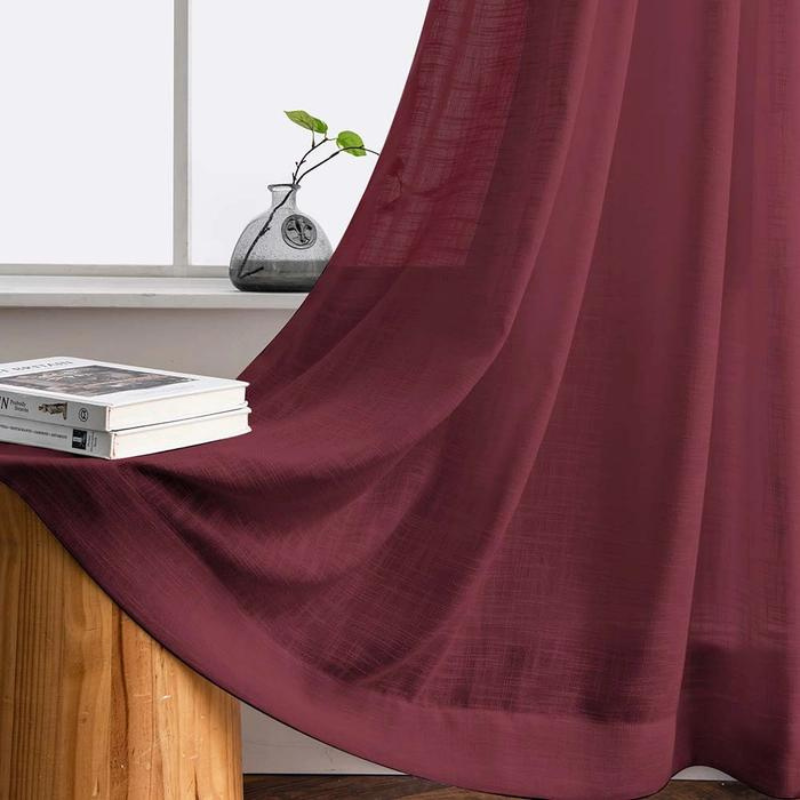 Skorter | Ela Linen Appearance Semi Transparent Curtains Tulle