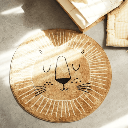 Skorter | Cute Animal Rug – Fluffy Soft Round Mat, Non-slip Plush Carpet for Children's Room and Living Room