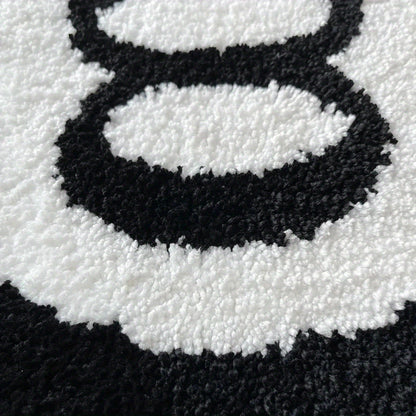 Skorter | 1pc Black 8 Balls Rug - Soft, Non-Slip Tufted Carpet for Indoor and Outdoor
