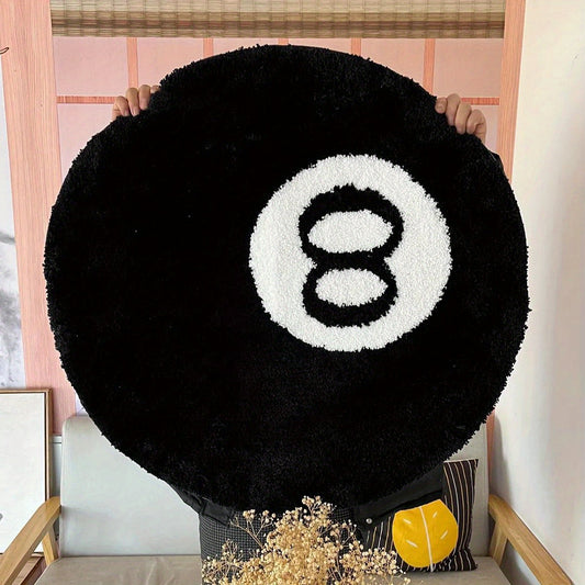 Skorter | 1pc Black 8 Balls Rug - Soft, Non-Slip Tufted Carpet for Indoor and Outdoor