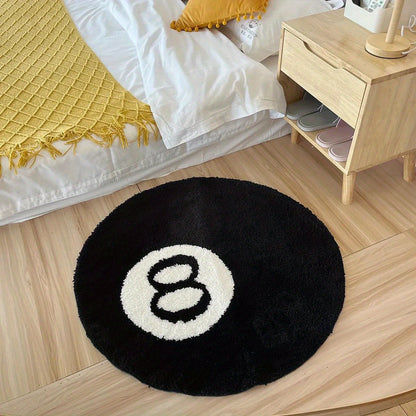 Skorter | Billiard Black 8 Ball Rug - Round Non-Slip Floor Mat for Living Room, Bathroom, and Decoration (Available in Various Sizes)