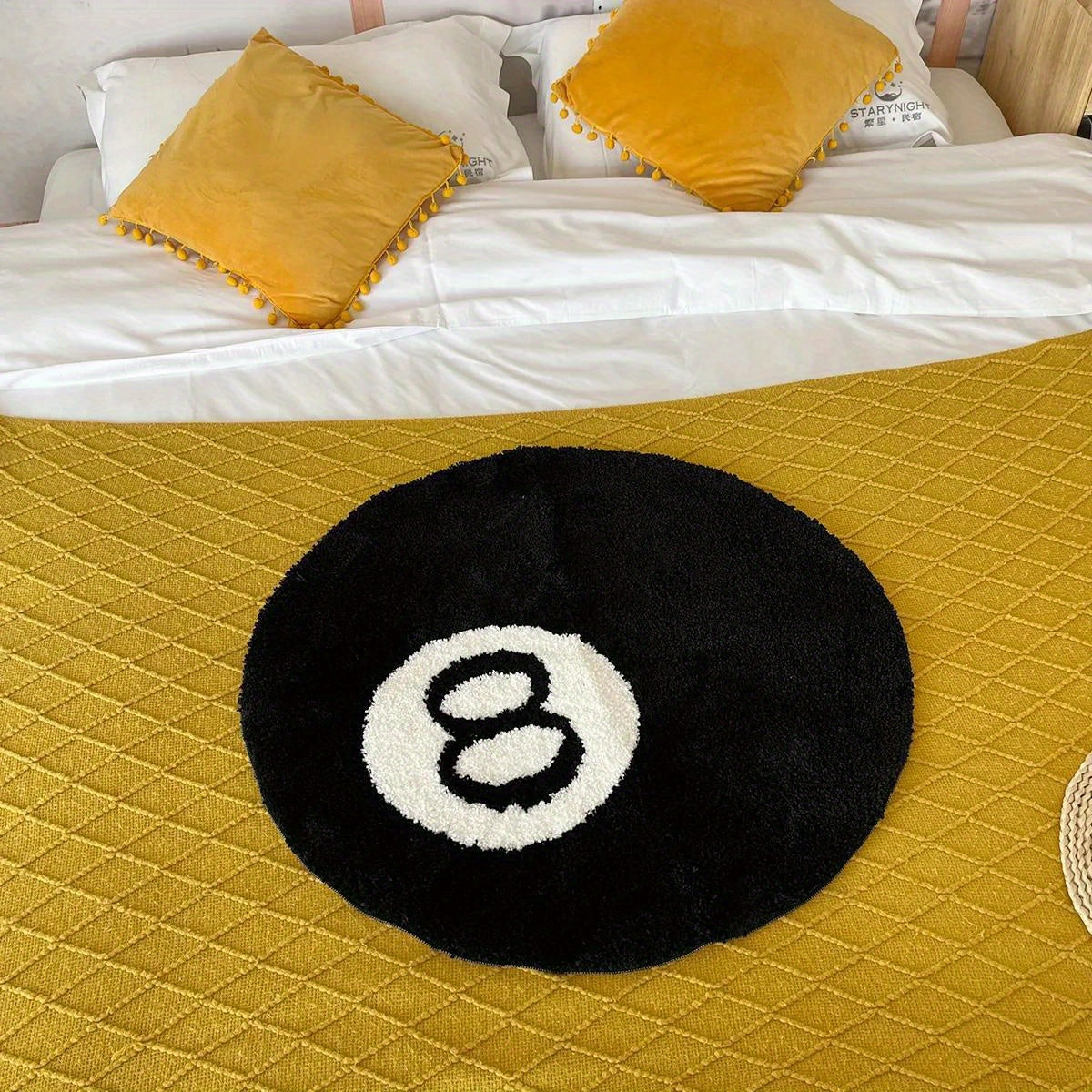 Skorter | 1pc Black 8 Balls Rug - Soft, Non-Slip Tufted Carpet for Indoor and Outdoor