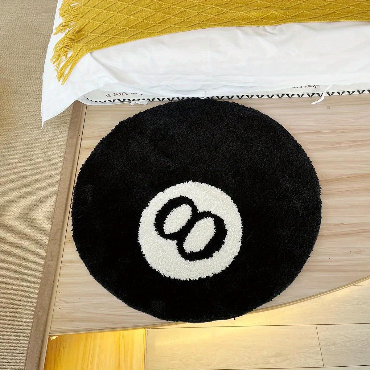 Skorter | 1pc Black 8 Balls Rug - Soft, Non-Slip Tufted Carpet for Indoor and Outdoor