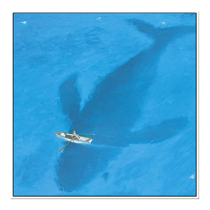 Skorter | Blue Dolphin and Boat Canvas Textured Tropical Dining Room Wall Decor, Multiple Sizes