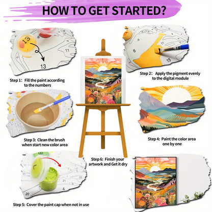 Skorter | 1pc Sunset Mountain Landscape Paint by Numbers for Adults - Without Frame, 40x50CM, DIY Oil Painting Acrylic Art for Wall Decoration