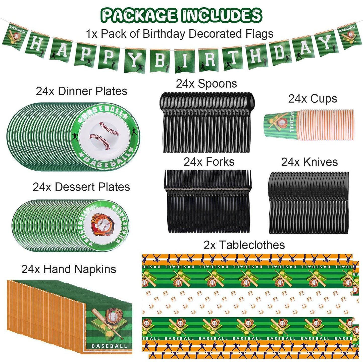 Skorter | 171-pieces: Baseball birthday party disposable tableware set